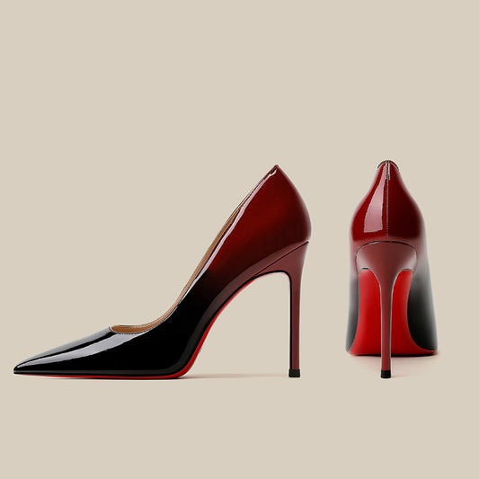 Lackleder Schwarz Rot Farbverlauf High Heels Nischendesign