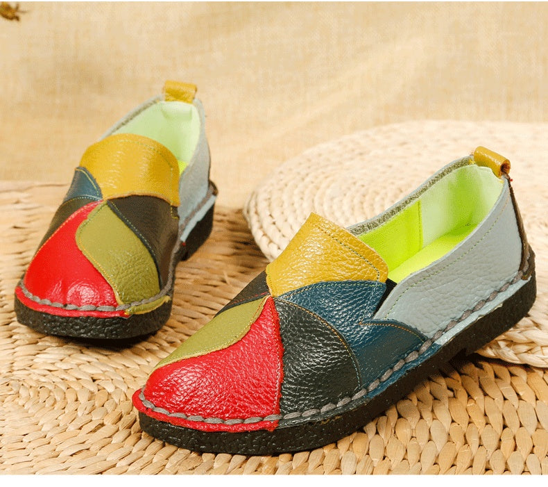 Women's Fashion First Layer Cowhide Casual Multicolor Shoes