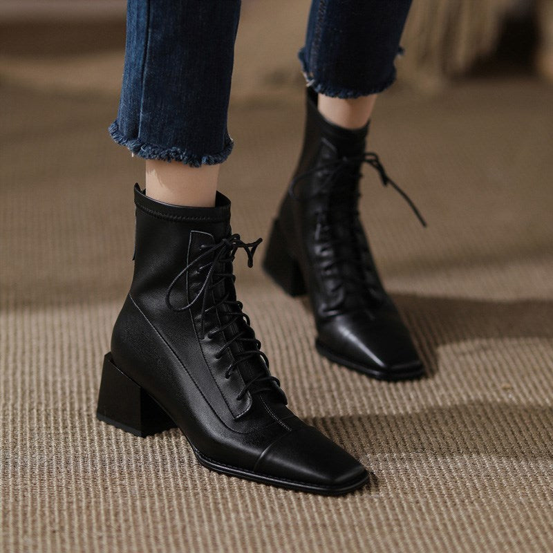 Women's Black Lace Up Martin Boots