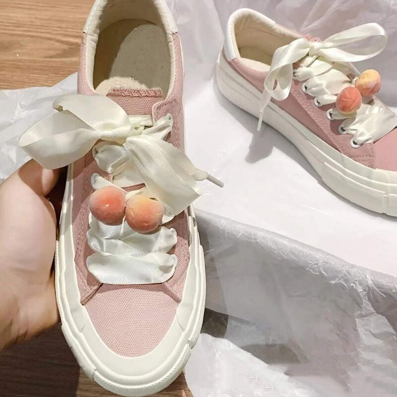 Flache Freizeit-Sneakers aus Canvas mit Schleife für Damen