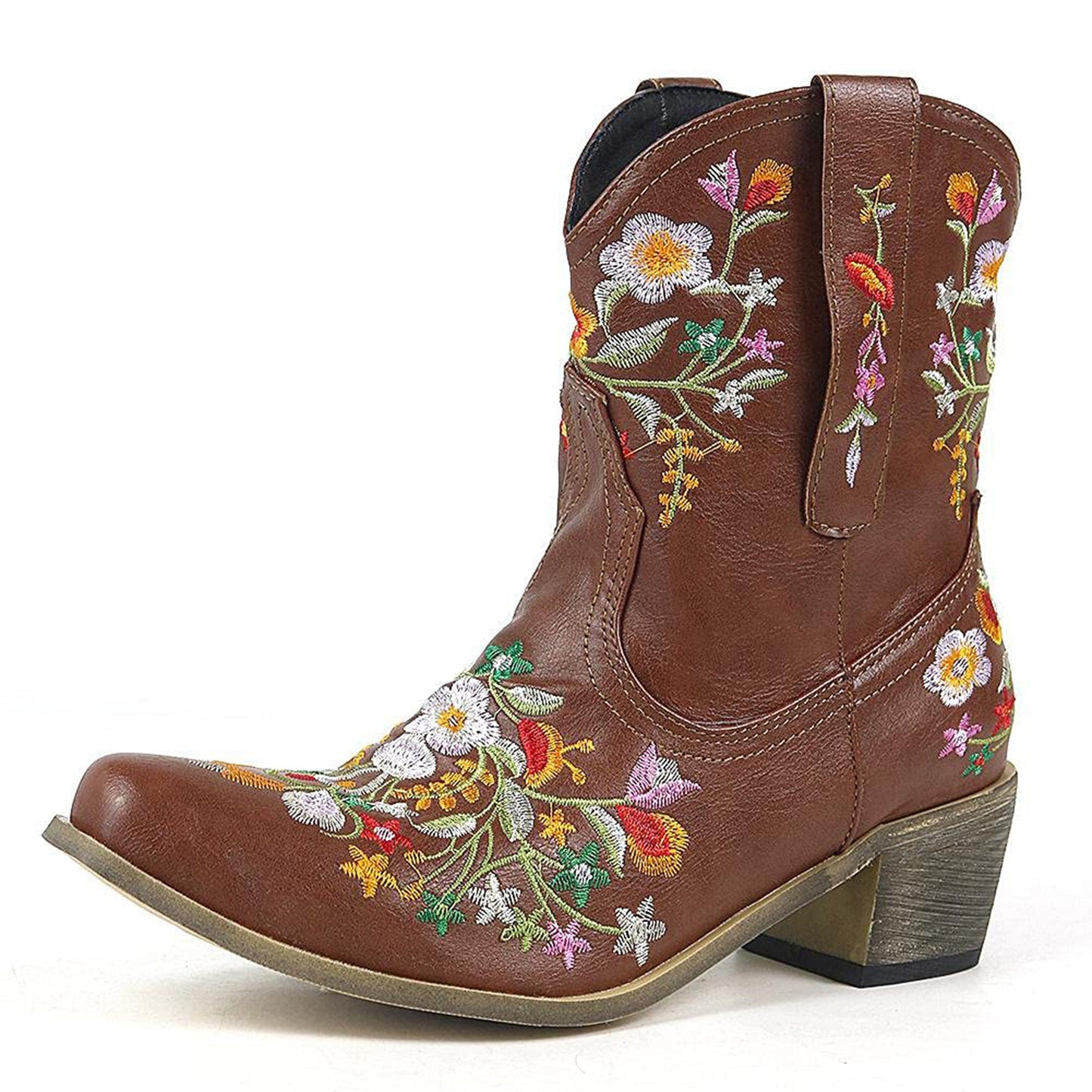 Women's Fashion Comfortable Low Heel Embroidered Boots