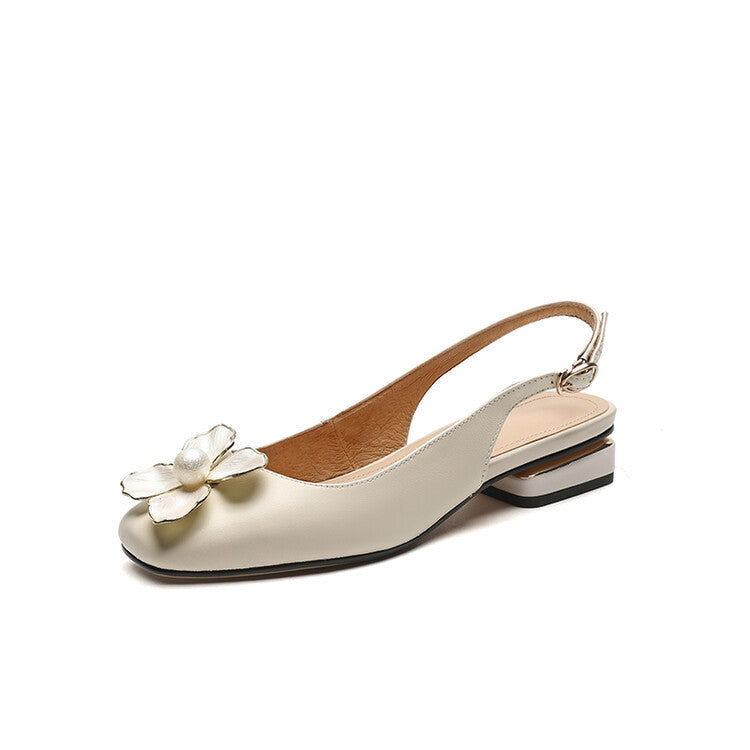 Damen Sandalen mit niedrigem Absatz und Vintage-Blumenmuster