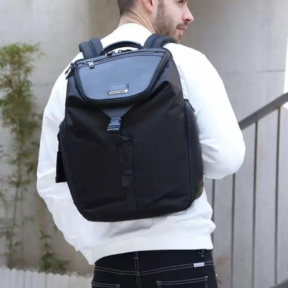 Fashionable Simple Nylon And Leather Backpack