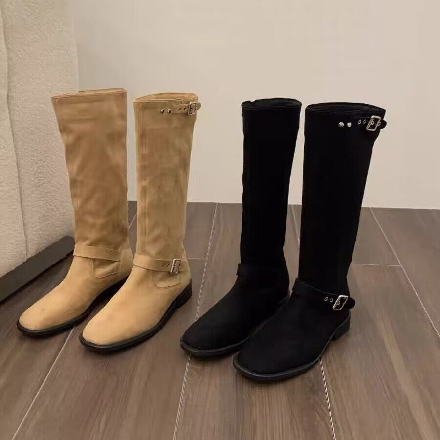 Botas retro de moda por debajo de la rodilla para mujer