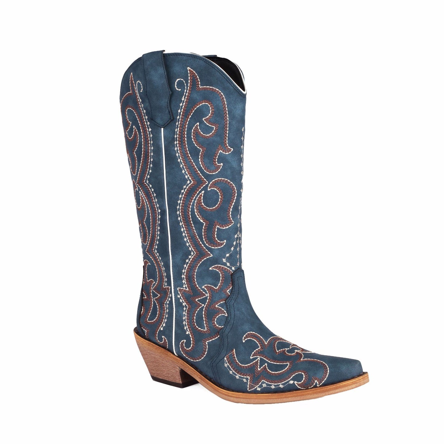 Stickgarn High Cylinder Western Denim Herbst und Winter Damenstiefel