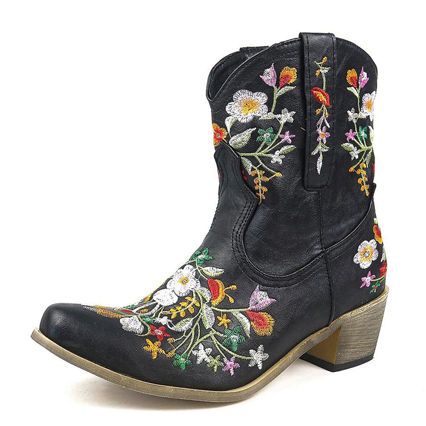 Women's Fashion Comfortable Low Heel Embroidered Boots