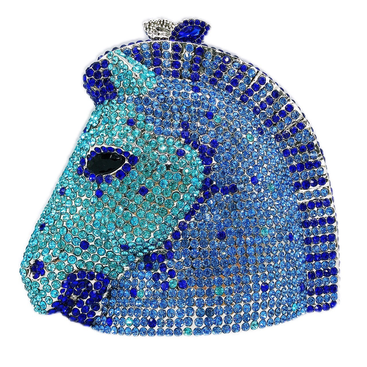 Bolso de cena con forma de cabeza de caballo y diamantes incrustados Bolso joya para banquete