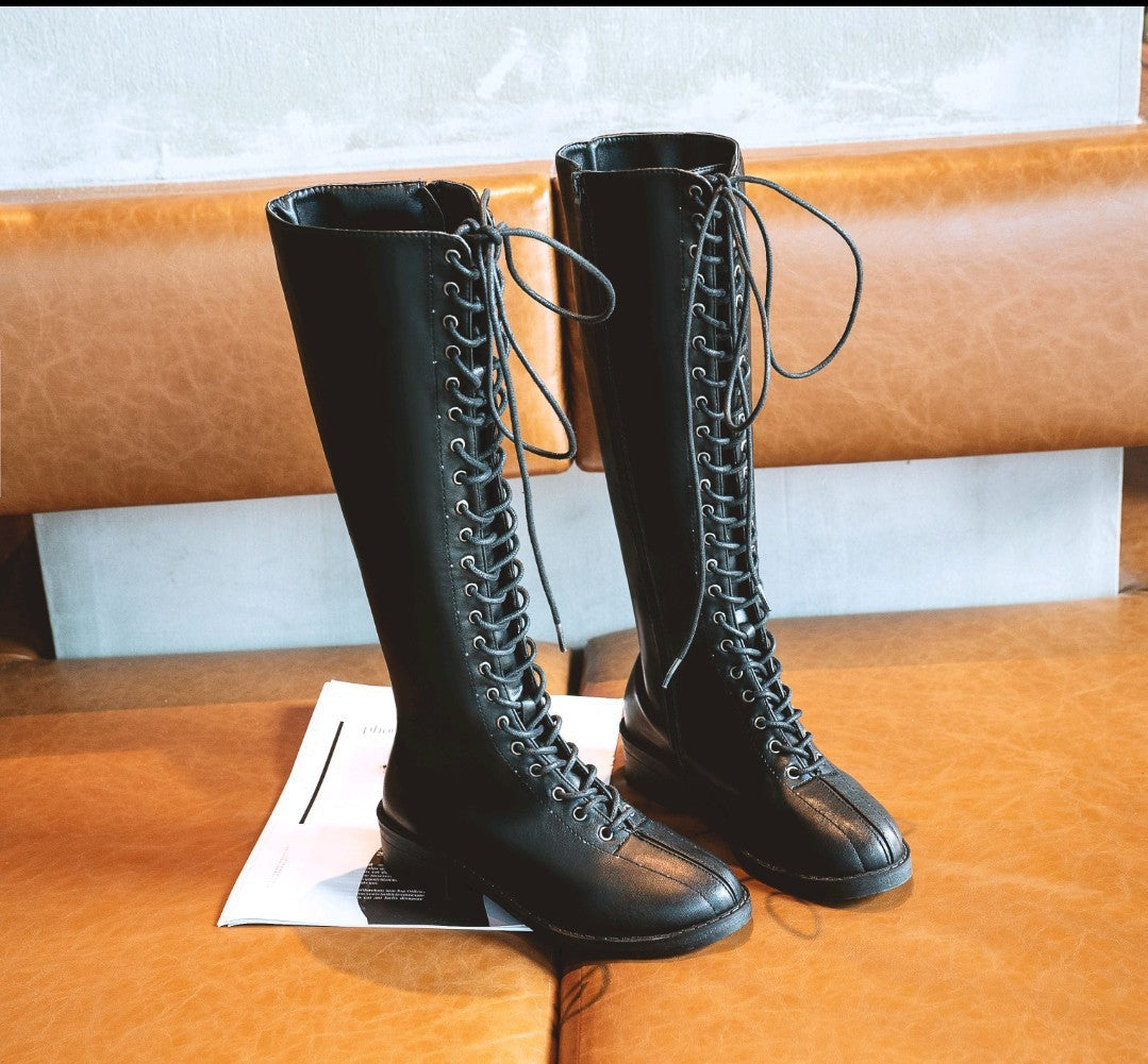 Damen Flache Stiefel Damen Lange Große Größe