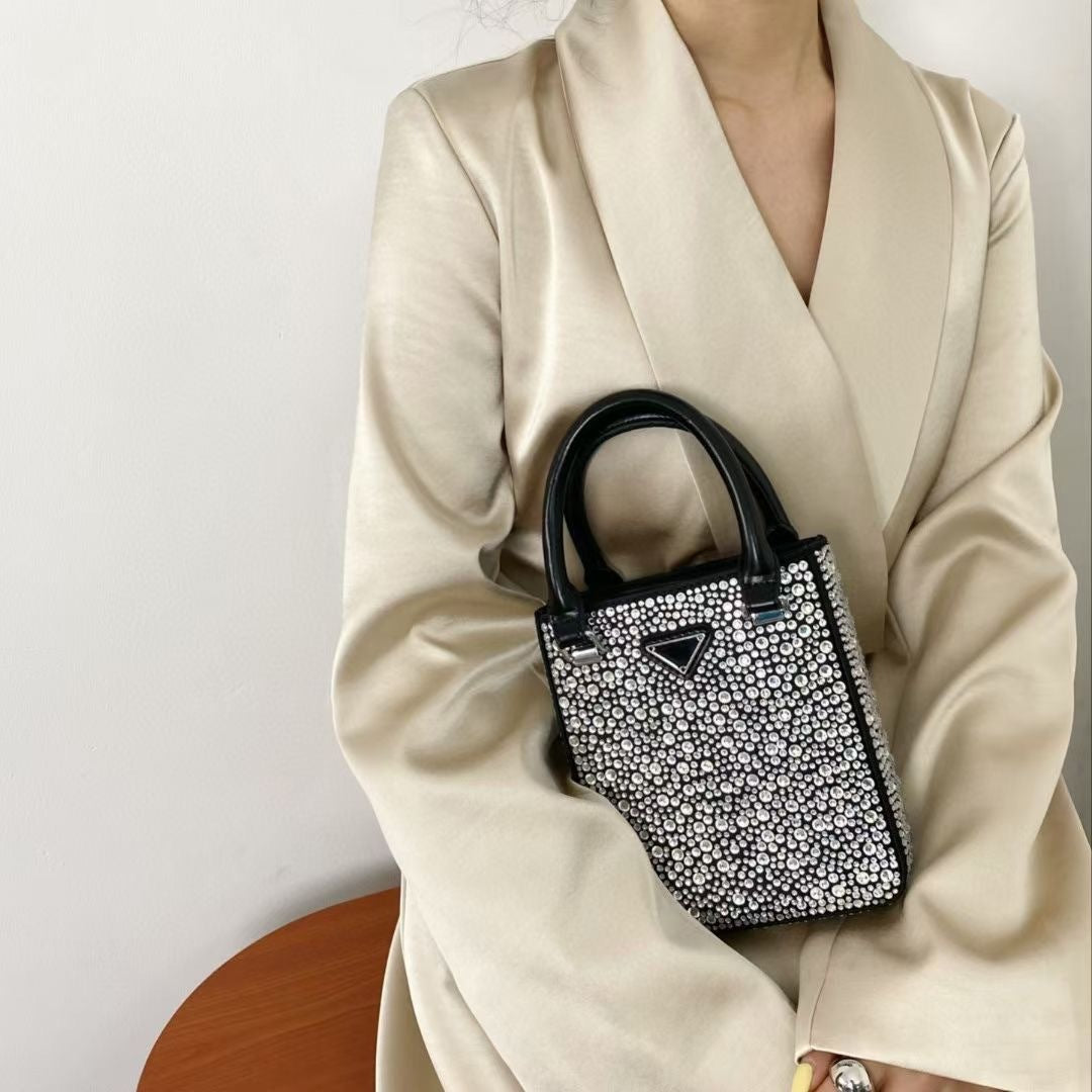 Bolso de mano de un solo hombro con diamantes de imitación de alta gama para mujer