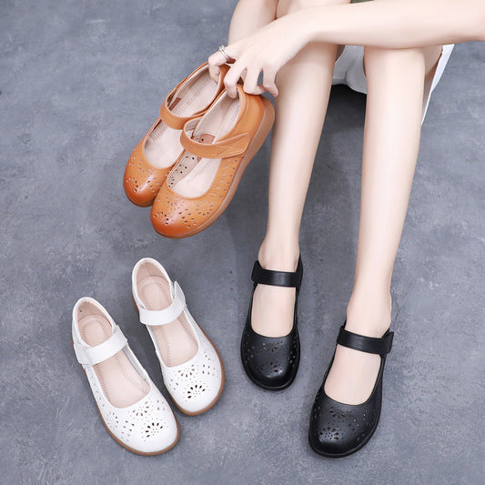 Authentic Leather Hollow Out Cosy Hole Sandals