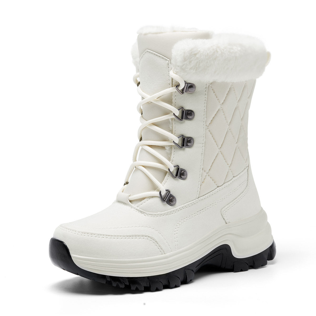 Damen Wintermode High-Top Warm Fleece-gefüttert Dicke und Bequeme Schneestiefel