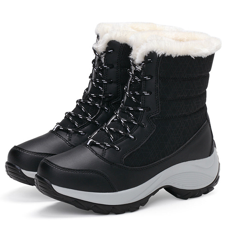 Botas de nieve de felpa cálidas hasta el tobillo para mujer, zapatos de invierno