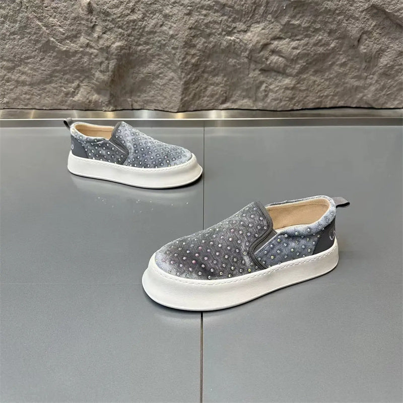 Rhinestone Men's Shoes Handsome Fried Street Slip-on