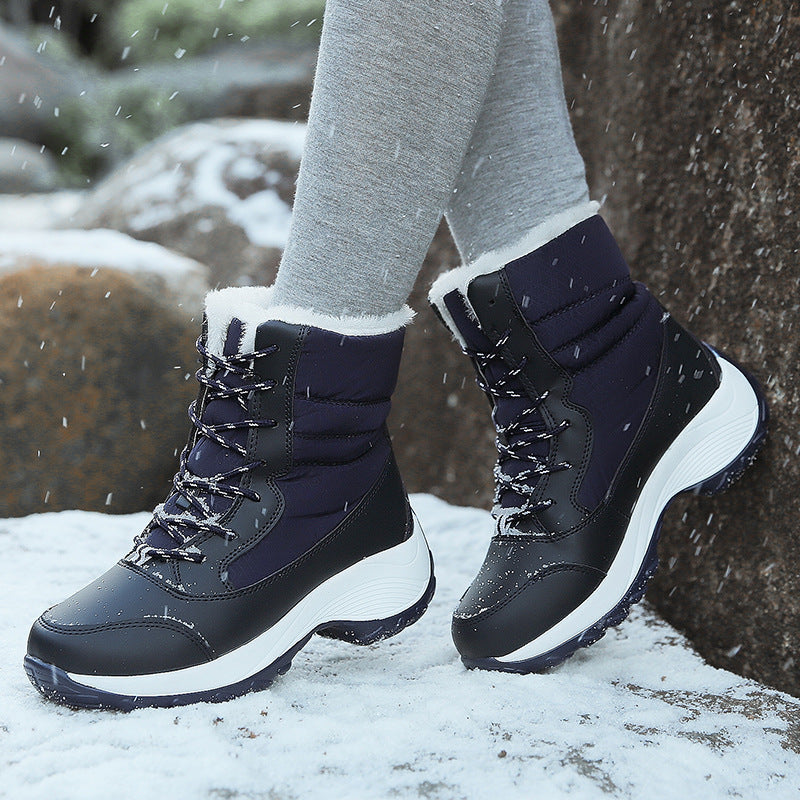 Botas de nieve de felpa cálidas hasta el tobillo para mujer, zapatos de invierno