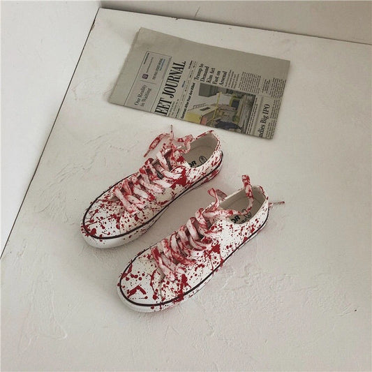 Men's And Women's Hand-painted Trendy Graffiti Canvas Shoes