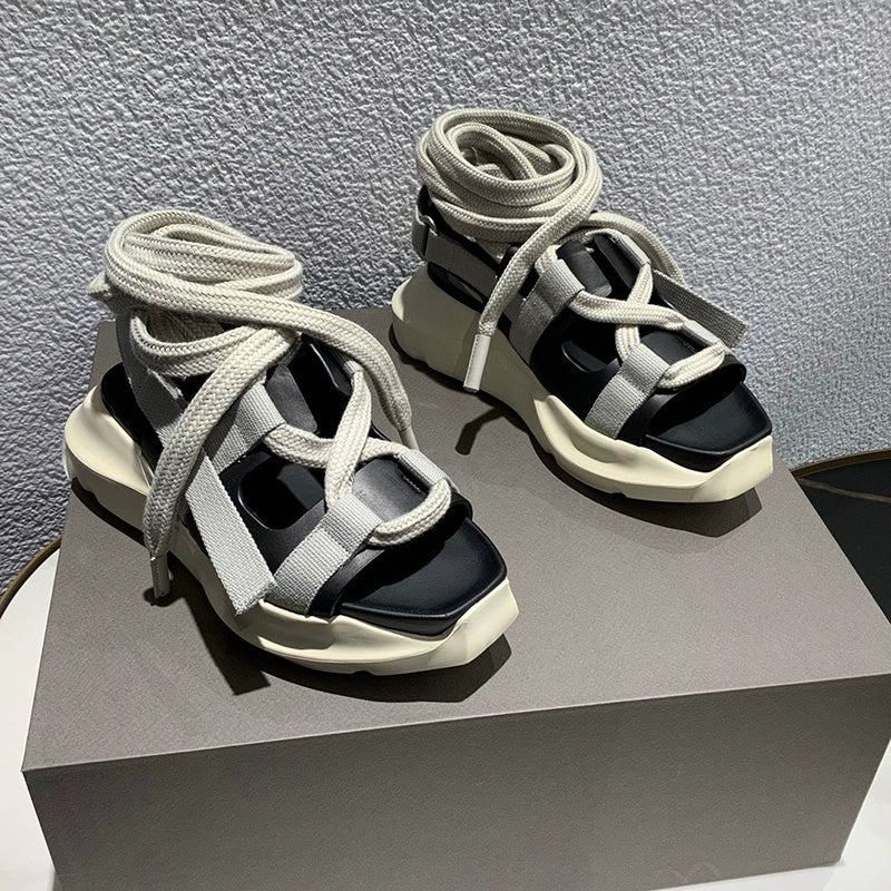 Sandalias de moda con punta cuadrada y punta abierta con tiras cruzadas para uso informal