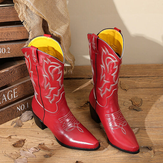 Bestickter Retro Western Cowboystiefel für Damen