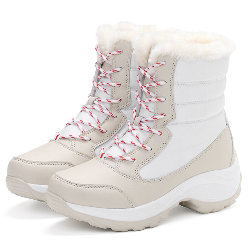 Botas de nieve de felpa cálidas hasta el tobillo para mujer, zapatos de invierno