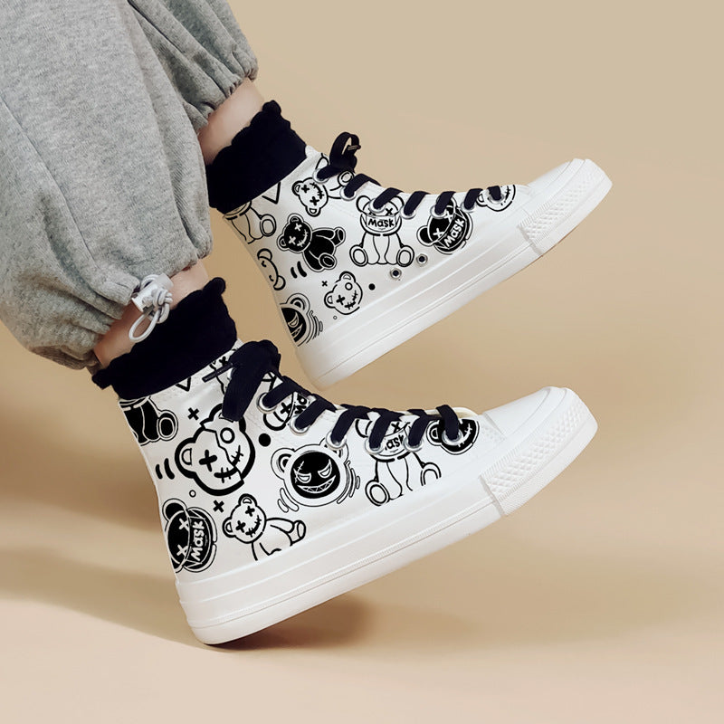 Women's High Top Trendy Graffiti Personalized Canvas Shoes