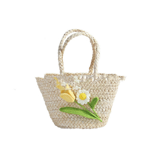 Strandtasche mit Tulpenmotiv und Blumenmuster