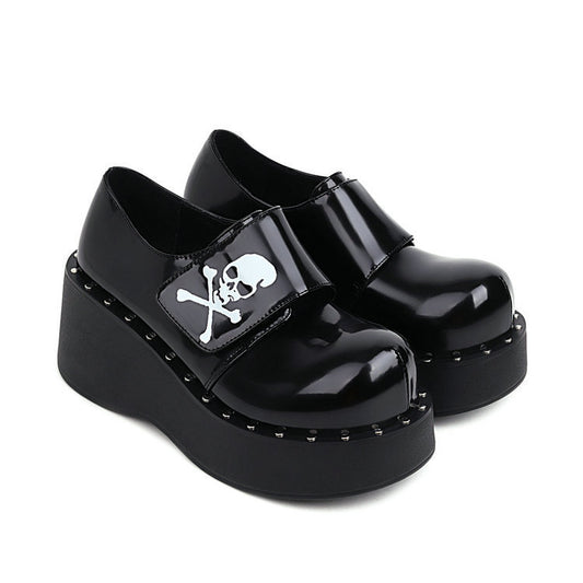 Large Size Casual All-match Spring And Autumn Dark Black Retro Mary Jane Shoes