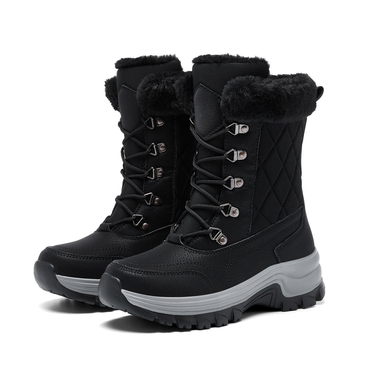 Damen Wintermode High-Top Warm Fleece-gefüttert Dicke und Bequeme Schneestiefel