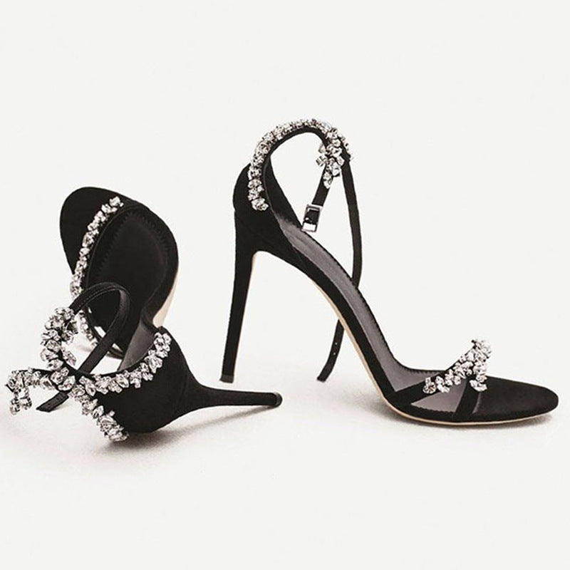 Women's Rhinestone Stiletto Buckle High Heel Sandals