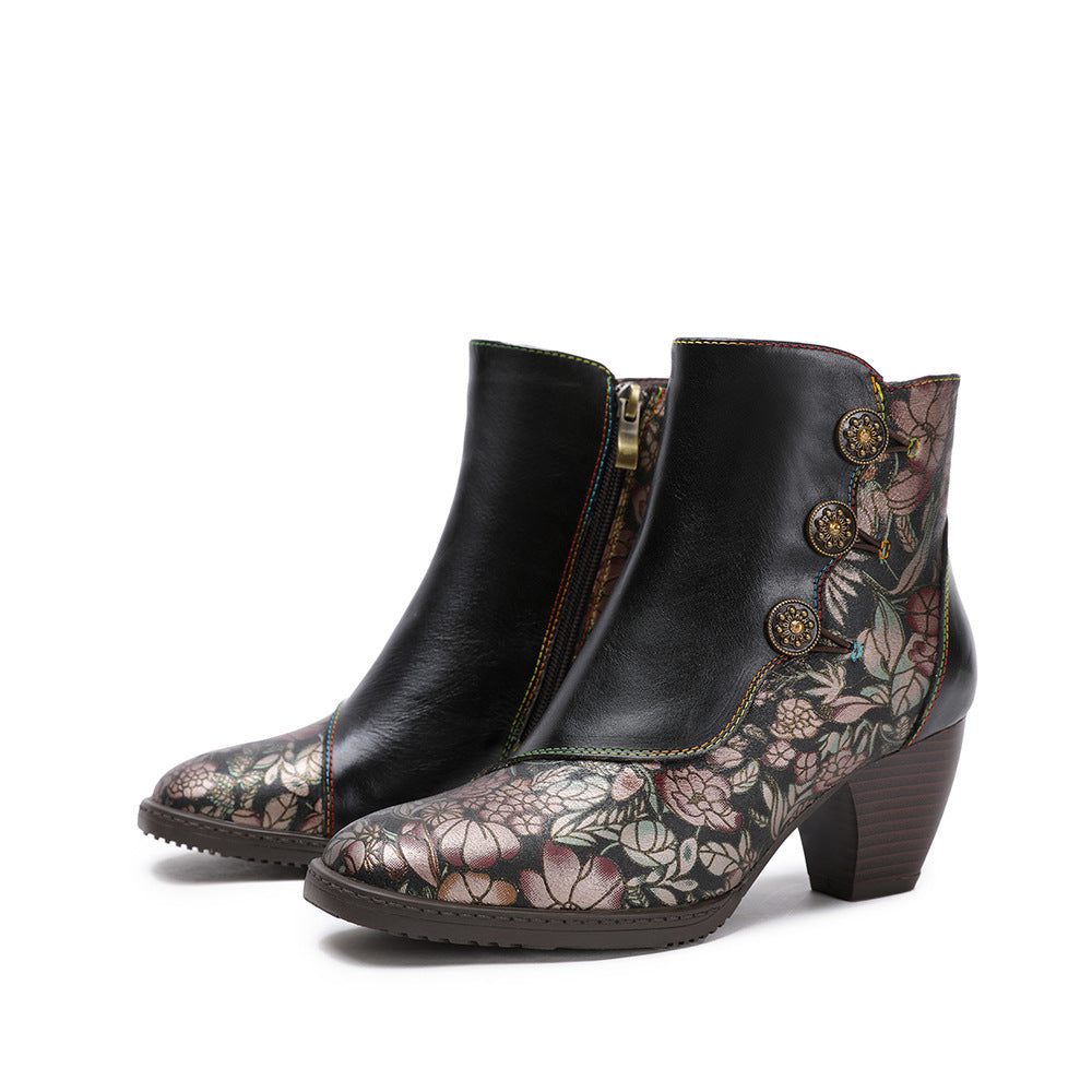 Women's Retro Flower European And American Women's Fashion Shoes