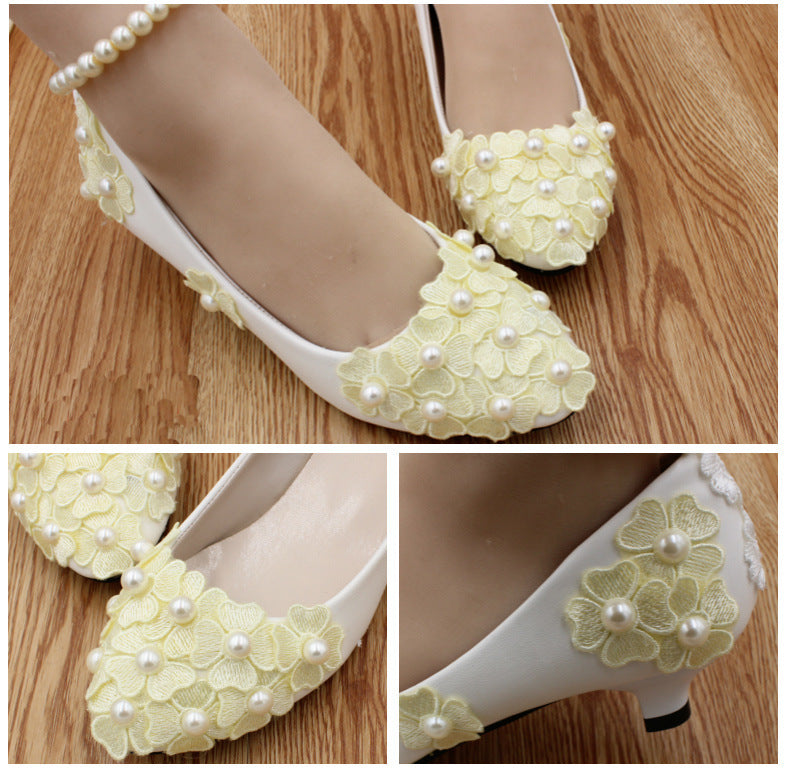 Low Heel Performance Shoes Wedding Bridesmaid Shoes New Large Size Women's Shoes