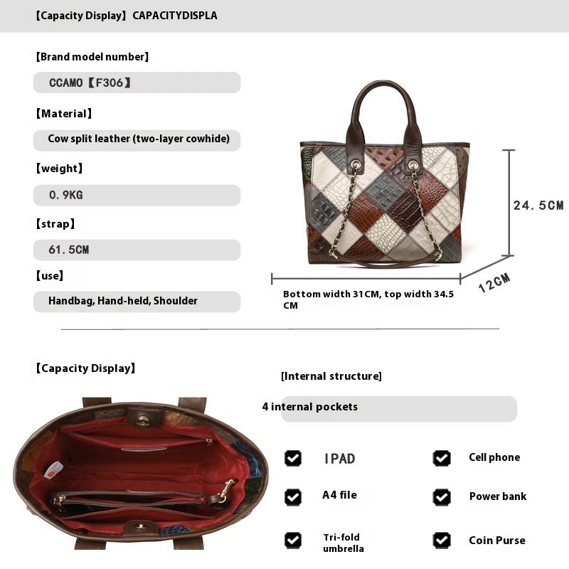 Echtes Leder Tasche Licht Luxus Hochwertige Kontrast Farbe Trendy Plaid frauen Tasche Fabrik