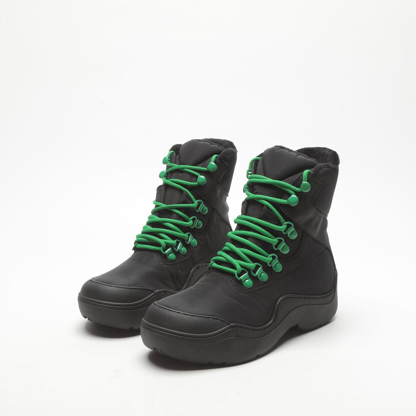 New Green Thick-soled Heightened Lace-up Ankle Boots High Top