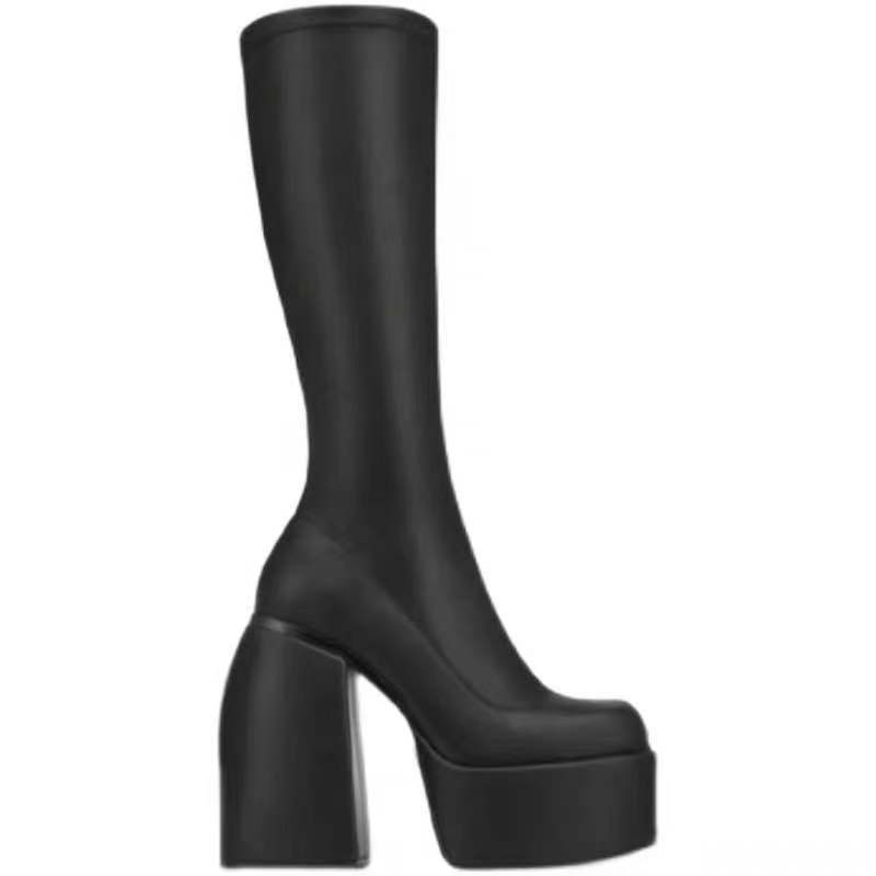 Women's Thick Heel Thick Sole European And American But Knee Skinny Boots