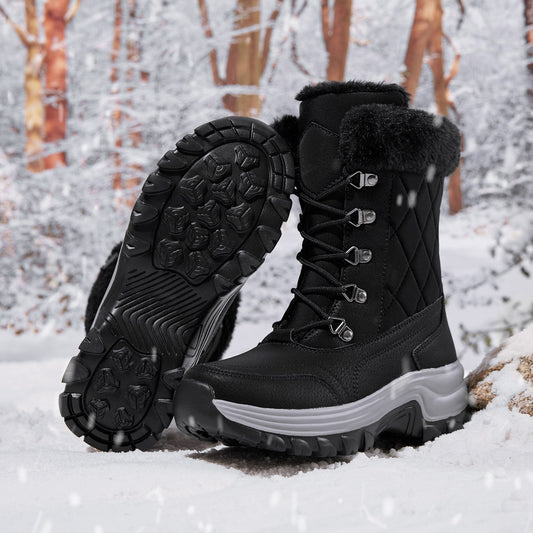 Damen Wintermode High-Top Warm Fleece-gefüttert Dicke und Bequeme Schneestiefel