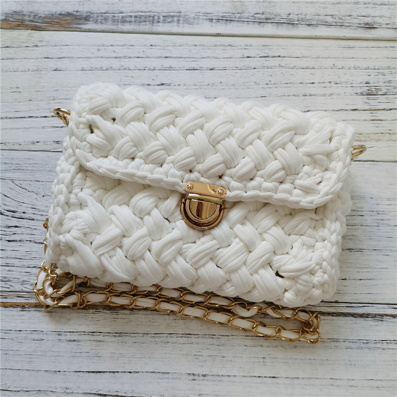 Bolso de punto con fragancia pequeña hecho a mano con forma de cruz y tejido de crochet