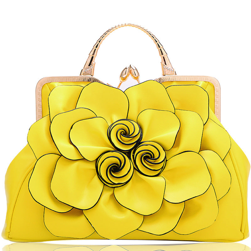 Bolso de mano para mujer con diseño de flores rosas, color liso