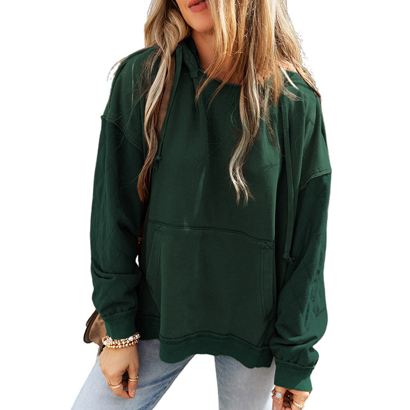 Sudadera holgada informal de manga larga de color liso para mujer