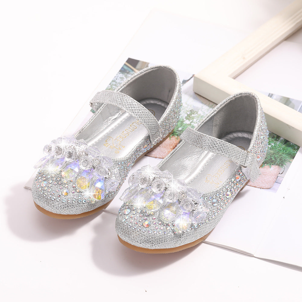 Nuevos zapatos de princesa con diamantes de imitación para niñas