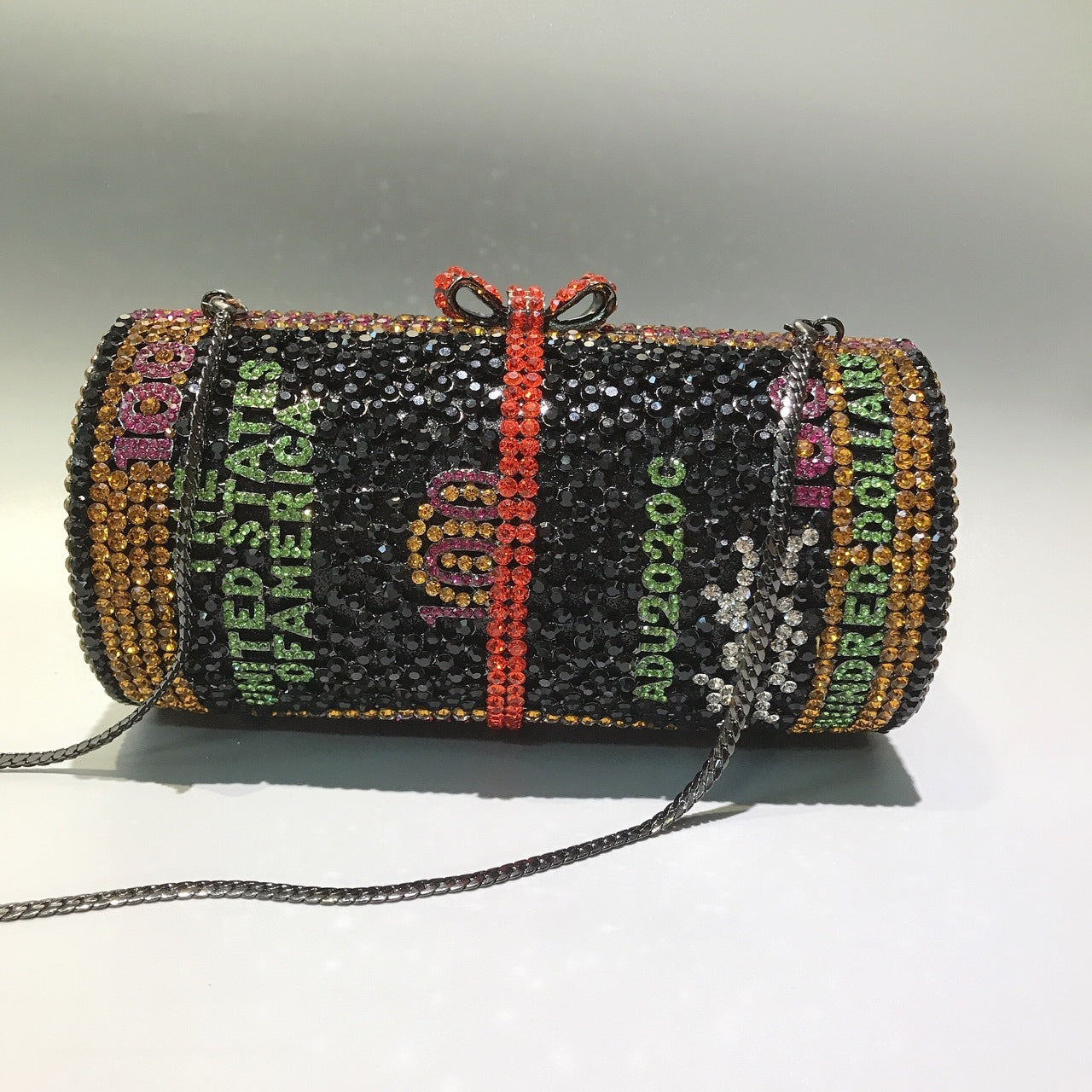 Neue Bankett-Clutch mit Roll-Dollar-Kristallen