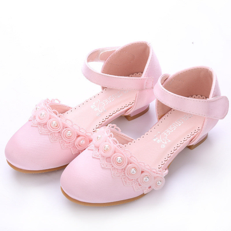 Foreign Trade Export Flower Small High-heeled Children's Shoes