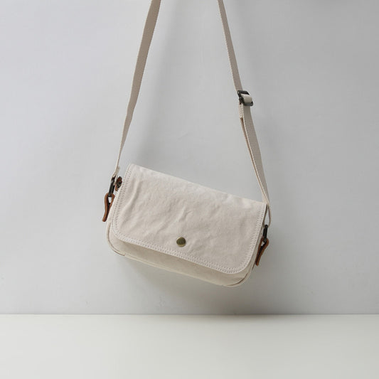 Canvas mit Leder kleine einzelne Schulter Crossbody Tasche weibliche