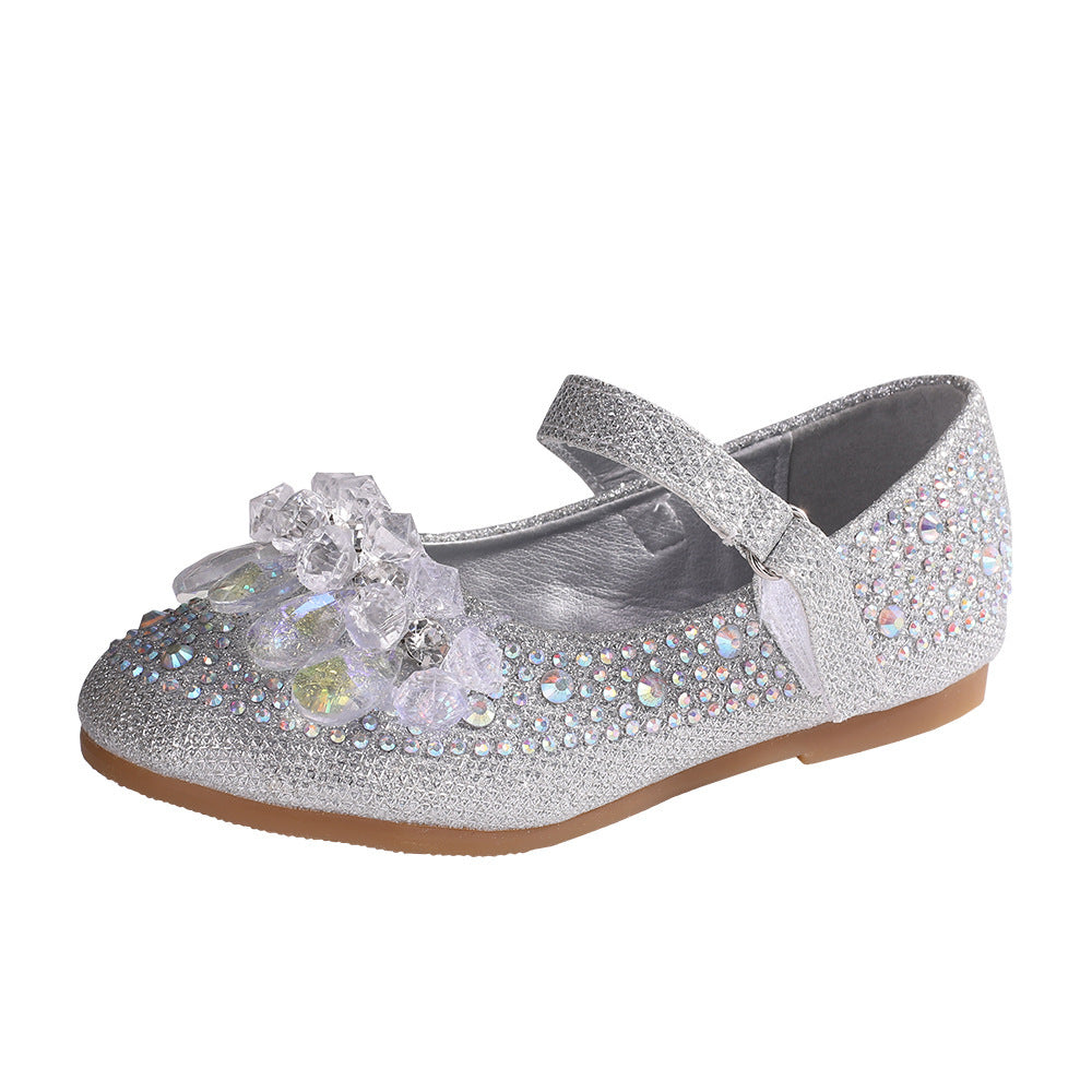 Nuevos zapatos de princesa con diamantes de imitación para niñas