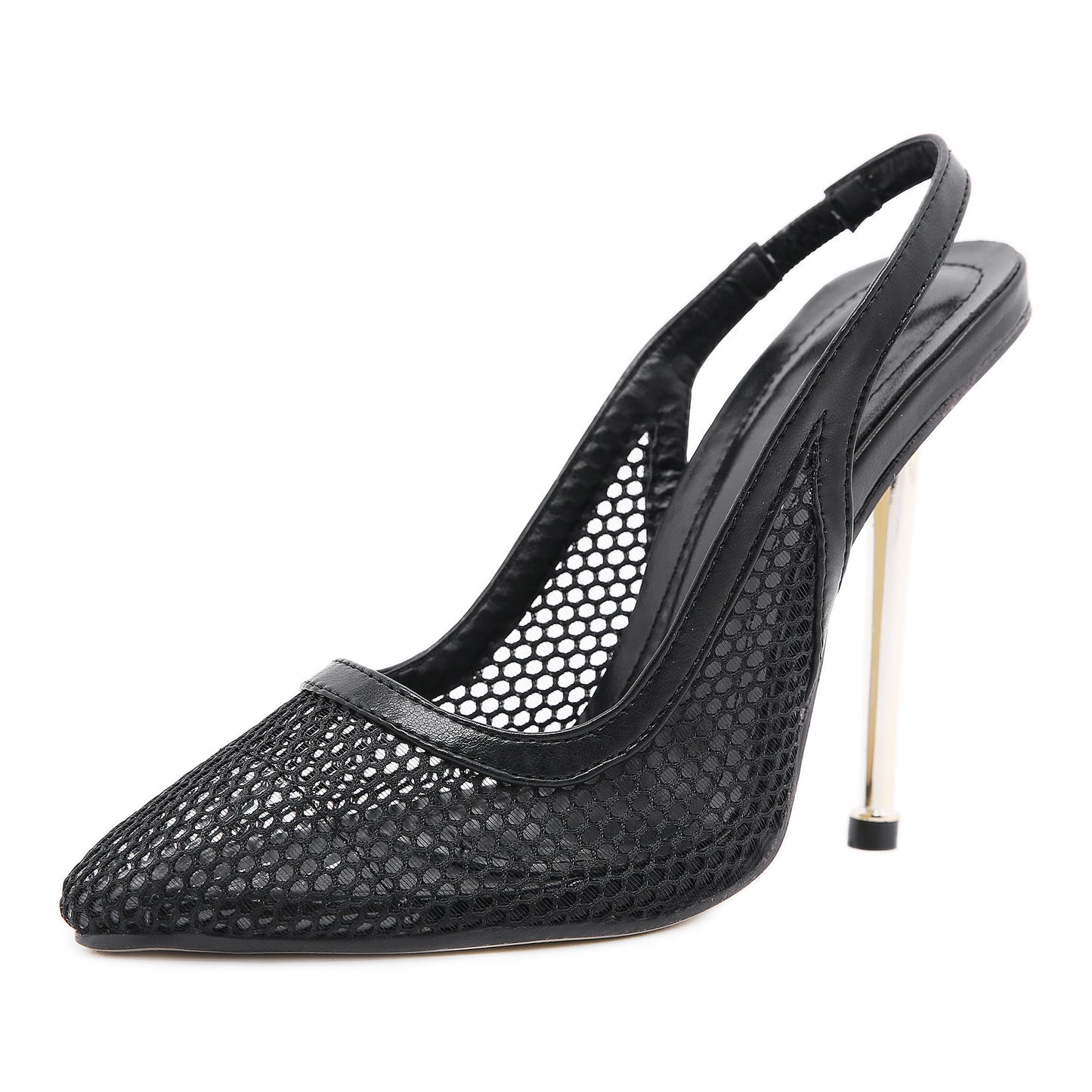 Sexy Mesh Back Hollow Rhinestone Stiletto Heels