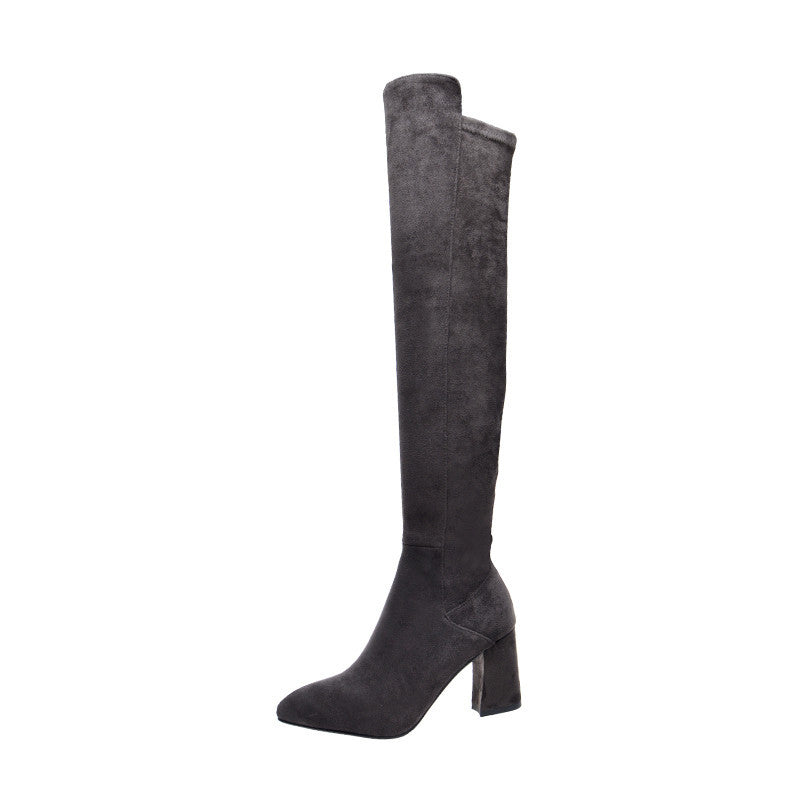 Women's Over Knee Boots High Pointed Toe Mid Heels