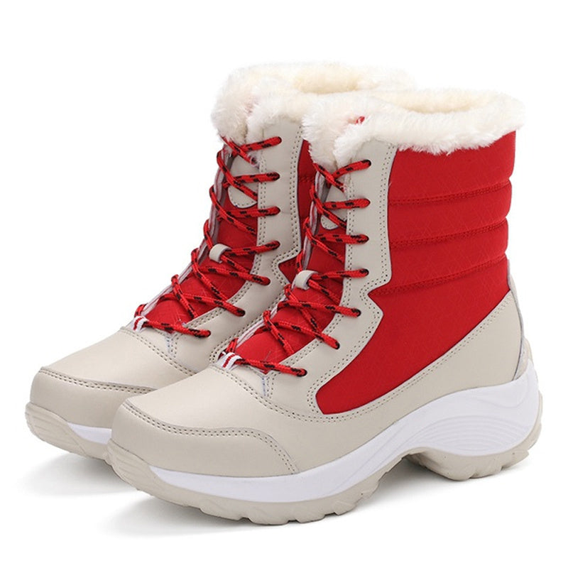 Botas de nieve de felpa cálidas hasta el tobillo para mujer, zapatos de invierno