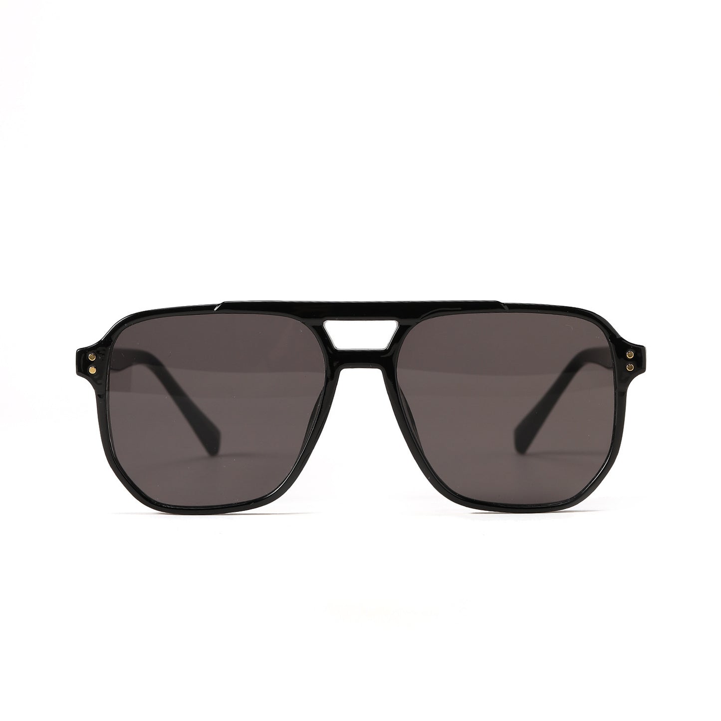 Gafas de sol negras de moda con doble haz cuadrado para mujer