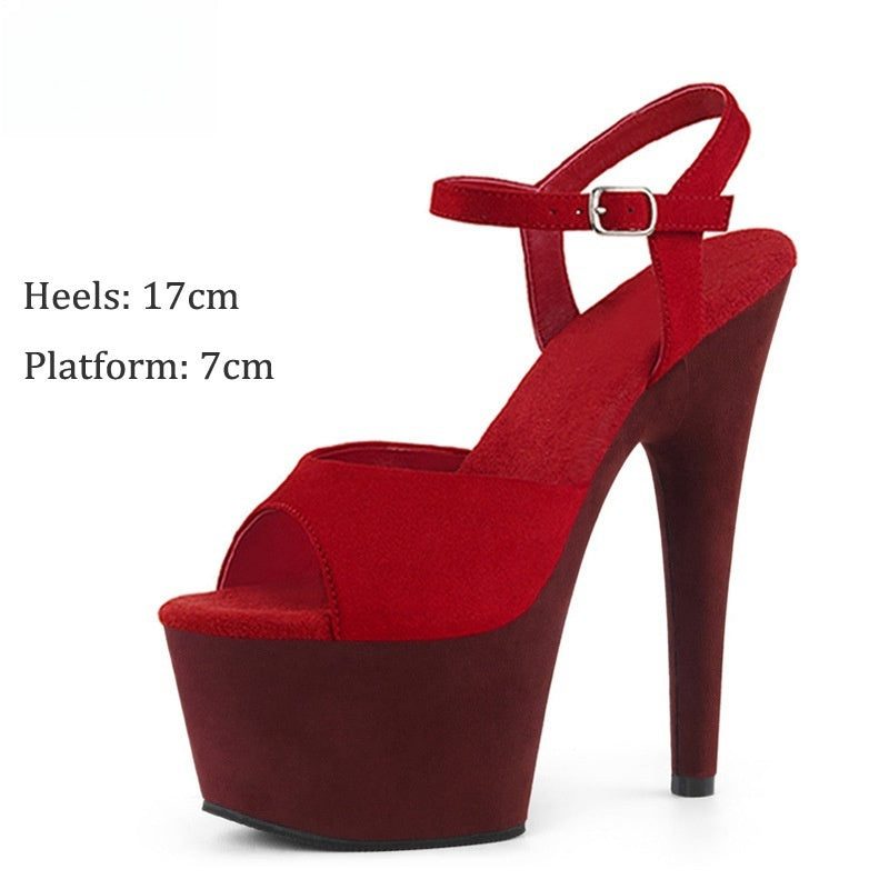 17cm Suede High Heel Sandals Model Catwalk