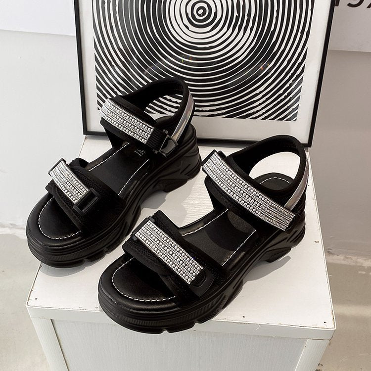 Klettverschluss, lässig, Sport-Plateau-Plateau, Studenten-Sandalen