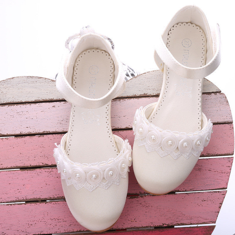 Foreign Trade Export Flower Small High-heeled Children's Shoes