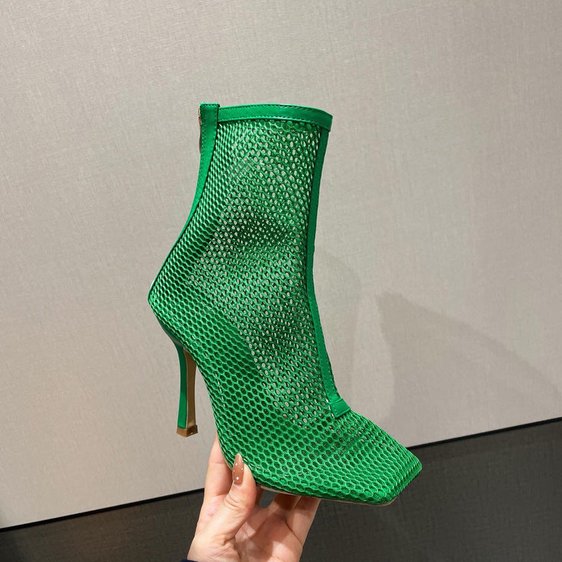 Roman Mesh-Stiletto-Schuhe mit eckiger Zehenpartie und hohen Absätzen