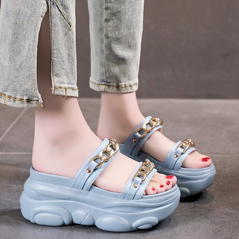 Women's Platform Chain Booster Slip-On Slippers